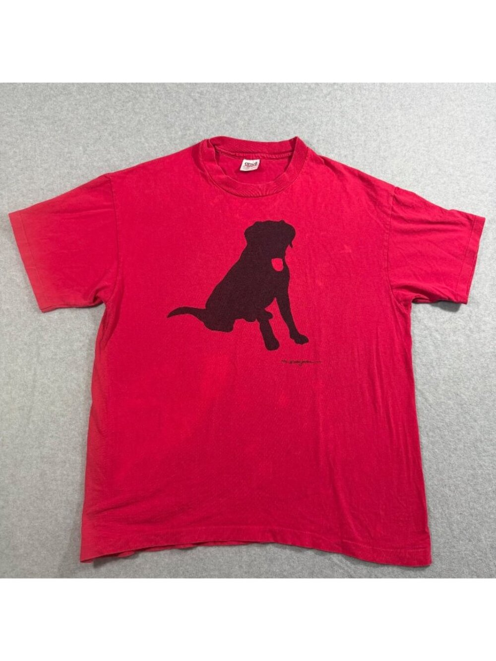 Wendy Dog Men's XL Red Graphic Short Sleeve 100% Cotton T-Shirt Anvil